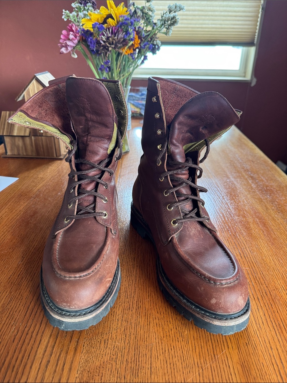 Filson Men's Dark Brown Leather Moc-Toe Lace-Up Boots - Picture 2 of 7